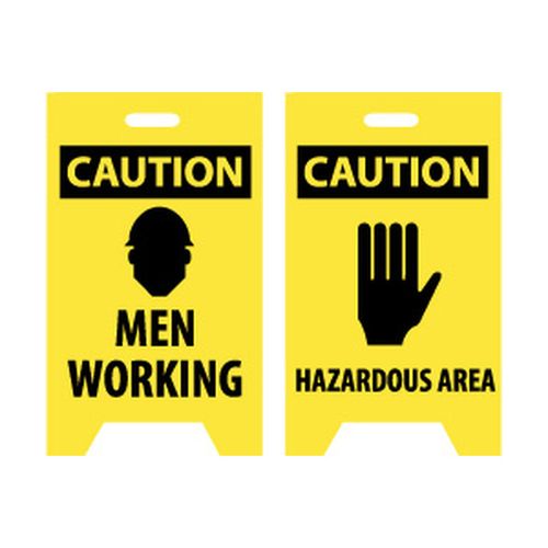 Main product image of 19" x 12" Caution Men Working Caution Hazardous Area Plastic Floor Sign, FS3