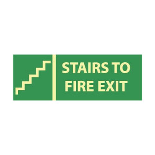 Main product image of 5" x 14" Plastic Stairs to Fire Glow-In-The-Dark Exit Sign, GL320R