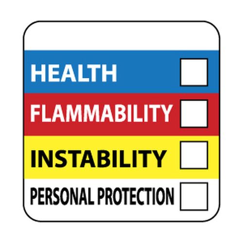 Main product image of 4" x 4" Health Flammability Instability Personal Protection Hazardous Material Label, HM27ALV