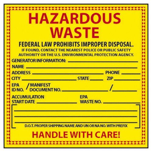 Main product image of 6" x 6" Hazardous Waste Federal Law Prohibits Improper Disposal Paper Hazardous Material, HW10