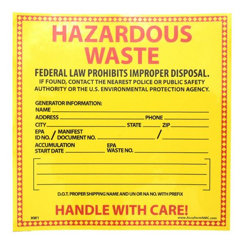 Main product image of 6" High Hazardous Waste Federal Law Prohibits Improper Disposal Vinyl Sign, HW1