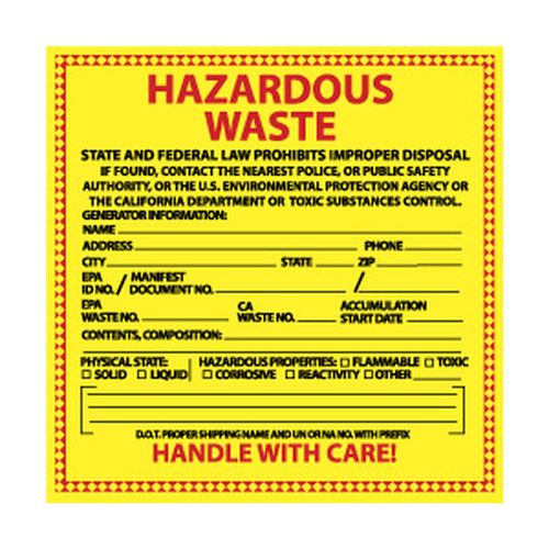 Main product image of 6" x 6" Hazardous Waste State & Federal Law Prohibits Improper Hazardous Material Label, HW15