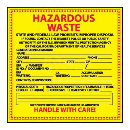 Main product image of 6" x 6" Hazardous Waste State & Federal Law Prohibits Improper Hazardous Material Label, HW16