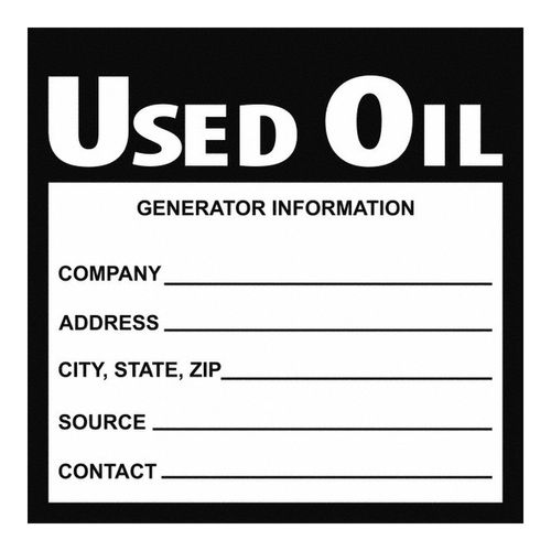 Main product image of 6" x 6" Used Oil Generator Information Hazardous Material Label, HW38SL25