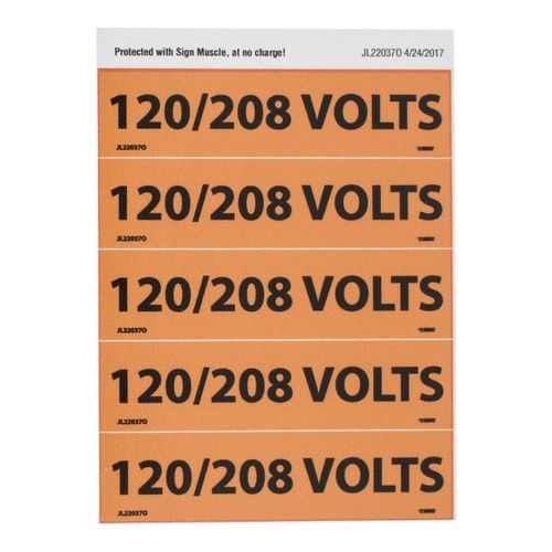 Main product image of 120/208 Volts Vinyl Electrical & Energy Source Label (25-Pack), JL22037O