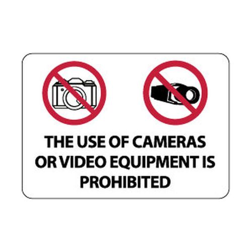 Main product image of 14" High The Use of Cameras or Video Equipment Is Prohibited Plastic Sign, M454RC