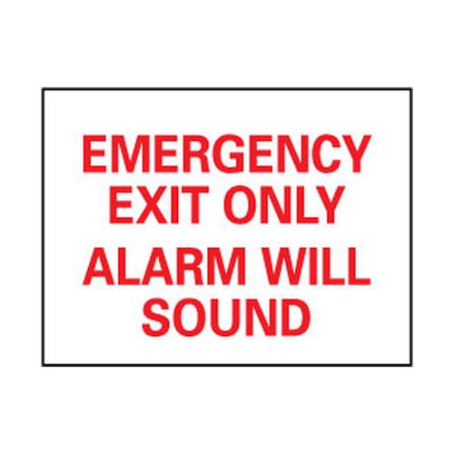 Main product image of 10" x 14" Emergency Exit Only Alarm Will Sound Plastic Exit Sign, M85RB