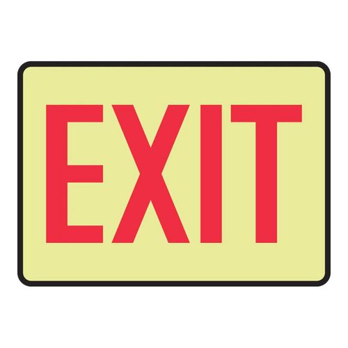 Main product image of 7" x 10" Pressure-Sensitive Vinyl Glow-In-The-Dark Exit Sign, MSCGL12P