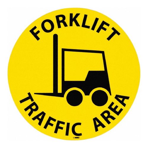 Main product image of 19" Dia. Forklift Traffic Area Vinyl Accident Prevention Adhesive Backed Floor Sign, MSCWFS20