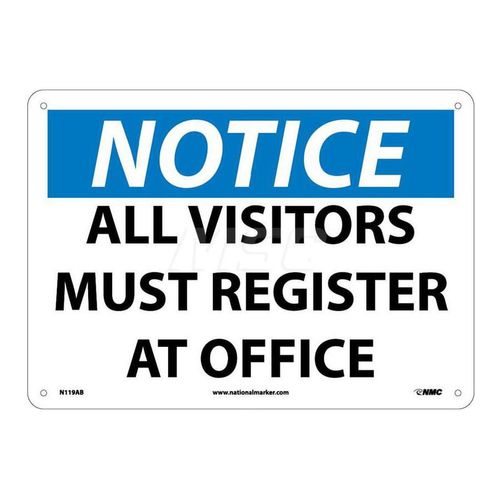 Main product image of 10" x 14" Notice All Visitors Must Register at Office Aluminum Sign, N119AB