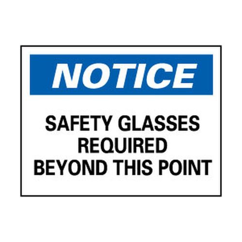 Main product image of 10" High Notice Safety Glasses Required Beyond This Point Aluminum Sign, N18AB