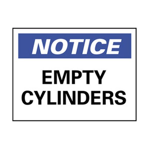 Main product image of 10" x 14" Notice Empty Cylinders Aluminum Accident Prevention Sign, N24AB