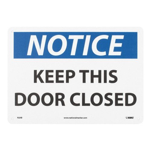Main product image of 10" x 14" Notice Keep This Door Closed Aluminum Accident Prevention Sign, N2AB