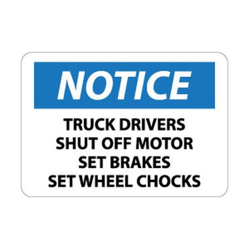 Main product image of 10" High Notice Truck Drivers Shut Off Motor Set Brakes Set Wheel Chocks Aluminum Sign, N358AB