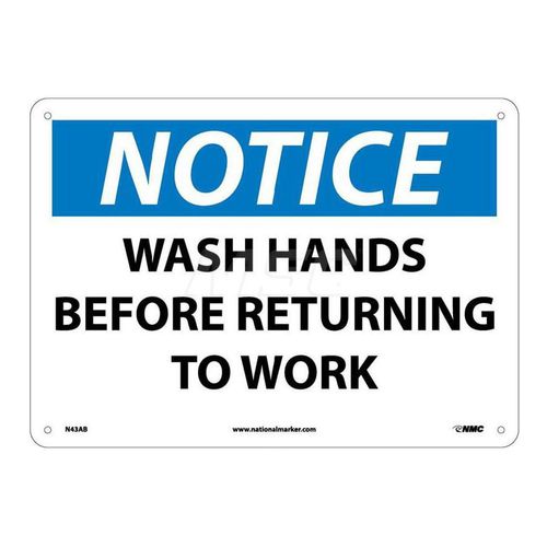 Main product image of 10" x 14" Notice Wash Hands Before Returning to Work Aluminum Sign, N43AB
