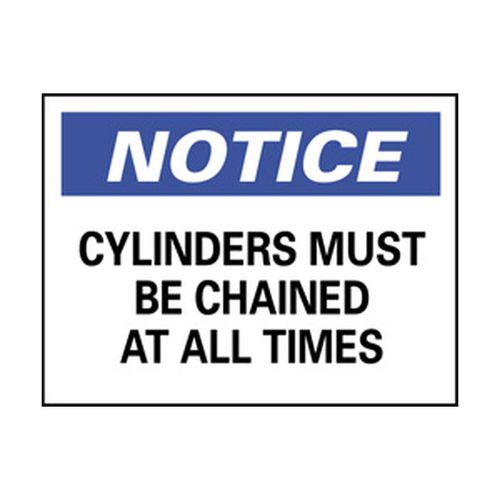 Main product image of 10" High Notice Cylinders Must Be Chained at All Times Aluminum Sign, N49AB