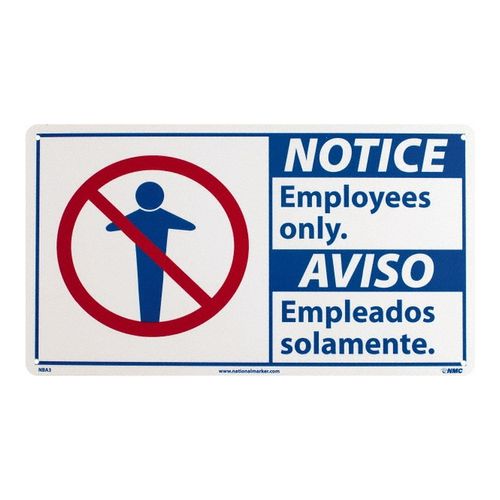 Main product image of 10" x 18" Notice Employees Only Empleados Solamente Plastic Security & Admittance Sign, NBA3R