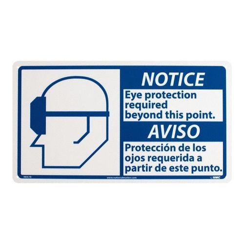 Main product image of 10" x 18" Notice Eye Protection Required Beyond This Point Bilingual, NBA7R