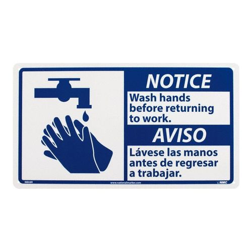 Main product image of 10" High Notice Wash Hands Before Returning to Work Plastic Sign, NBA8R