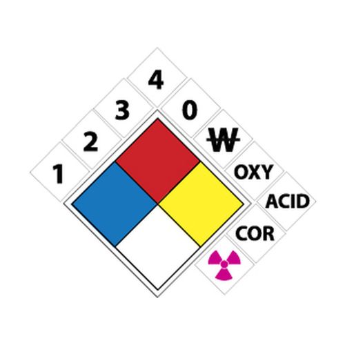 Main product image of 10" x 10" 1 2 3 4 W Ox Alk Acid Cor Plastic Chemical & Hazardous Material Sign, NFPK5