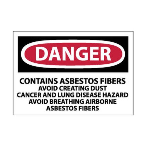 Main product image of 3" x 5" Danger Asbestos Fibers Hazard Paper Chemical & Hazardous Material Sign, PRD82