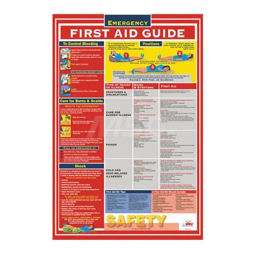 Main product image of 24" x 18" Laminated Paper Emergency First Aid Information Poster, PST002