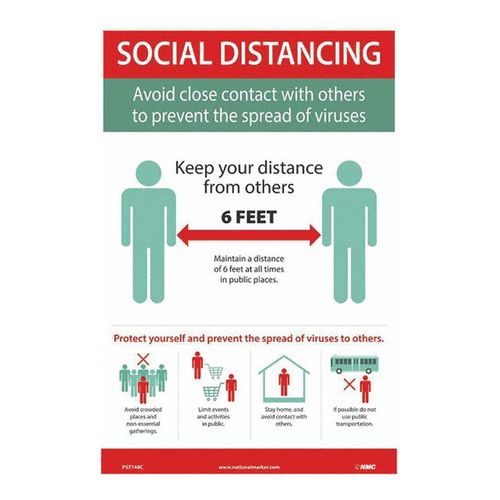 Main product image of 18" x 12" Social Distancing Avoid Close Contact with Others to Prevent Vinyl Warning &, PST148C