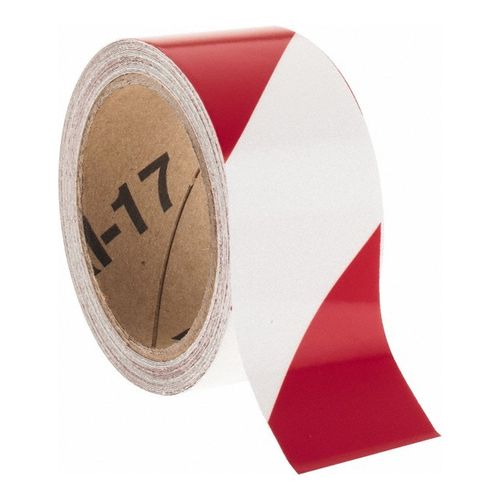 Main product image of 2" x 30' Reflective Striped Vinyl Safety Marking Tape (Red & Silver), RHS2RS