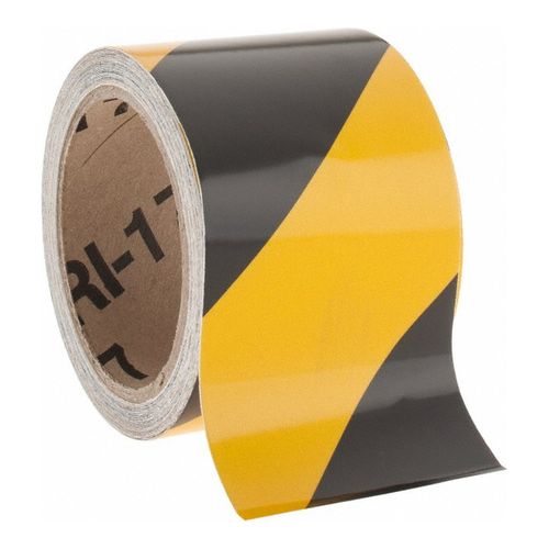 Main product image of 3" x 30' Reflective Striped Vinyl Safety Marking Tape (Black & Yellow), RHS3BY