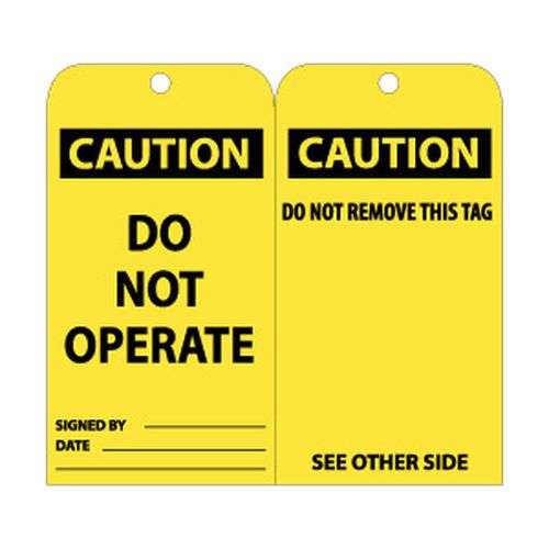 Main product image of 3" High Caution Unrippable Vinyl Lockout Tag, RPT174