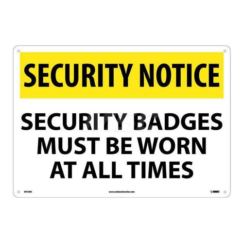 Main product image of 14" x 20" Notice Security Badges Must Be Worn at All Times Plastic Security Sign, SN16RC