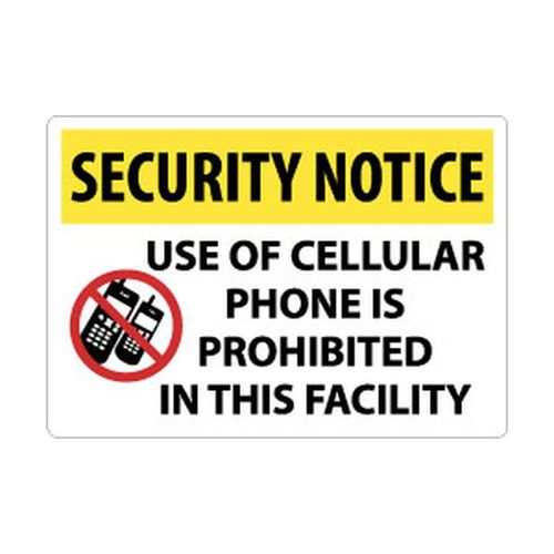 Main product image of 14" x 20" Notice Use of Cellular Phone Is Prohibited in This Facility Aluminum Security, SN19AC