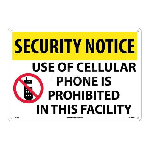 Main product image of 14" x 20" Notice Use of Cellular Phone Is Prohibited in This Facility Aluminum Security, SN19AC