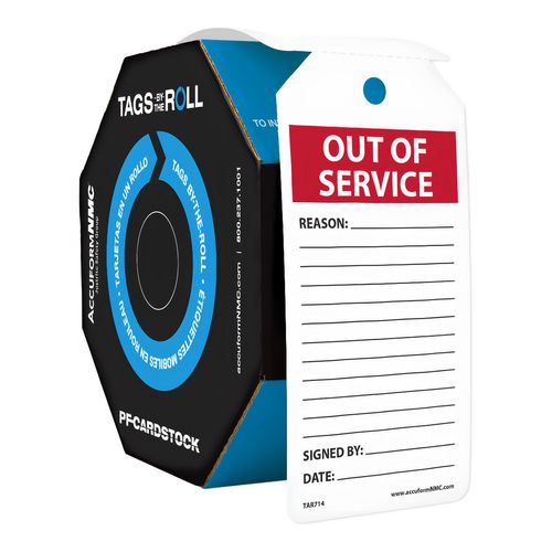 Main product image of 6-1/4" High OUT OF SERVICE Synthetic Paper Accident Prevention Tag, TAR714