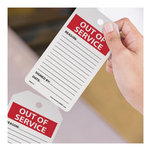 Main product image of 6-1/4" High OUT OF SERVICE Synthetic Paper Accident Prevention Tag, TAR714