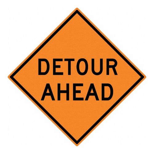 Main product image of 30" High Detour Ahead Aluminum Road Construction Sign, TM176K