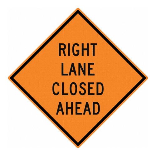 Main product image of 30" High Right Lane Closed Ahead Aluminum Traffic Control Sign, TM180K