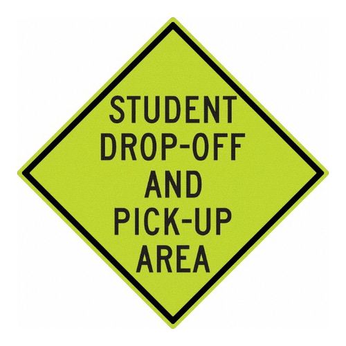 Main product image of 30" High Student Pick Up Area Aluminum Warning & Safety Reminder Sign, TM199DG