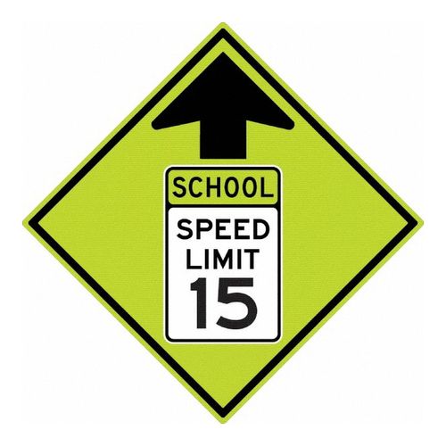 Main product image of 30" High School Speed Limit 15 Aluminum Warning & Safety Reminder Sign, TM606DG