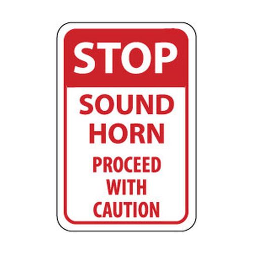 Main product image of 18" x 12" x 0.04" Stop Sound Horn Proceed with Caution Sign, TM70G