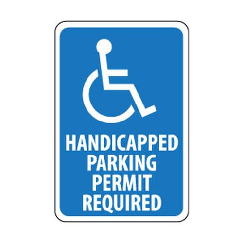 Main product image of 18" High Handicapped Parking Permit Required Aluminum ADA Traffic & Parking Sign, TM84H