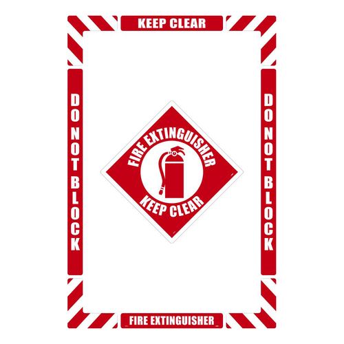 Main product image of Fire Extinguisher Keep Clear Accident Prevention Adhesive Backed Floor Sign, WFK07