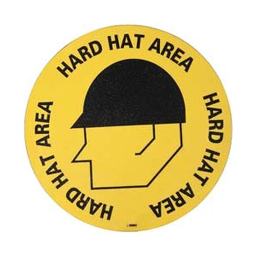 Main product image of 17" Dia. Hard Hat Area Vinyl Accident Prevention Adhesive Backed Floor Sign, WFS13