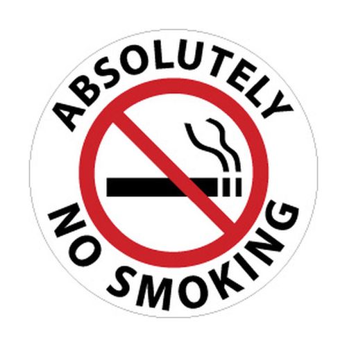 Main product image of 17" Dia. Absolutely No Smoking Vinyl Security & Admittance Adhesive Backed Floor Sign, WFS4