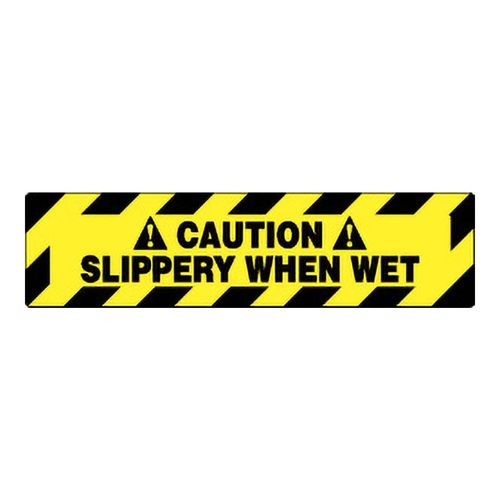 Main product image of 6" x 24" Caution Slippery When Wet Vinyl Adhesive Backed Floor Sign, WFS622