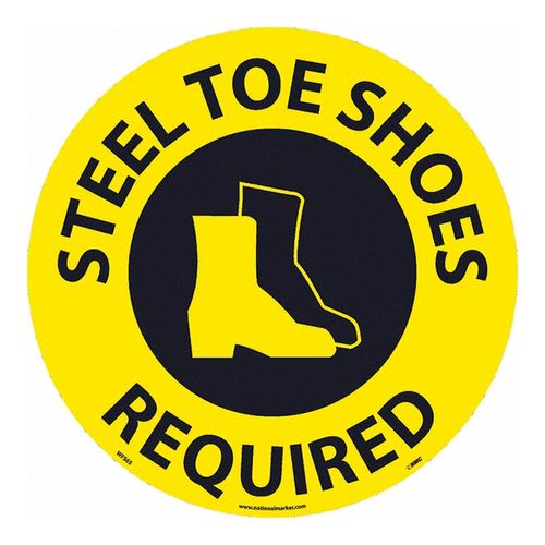 Main product image of 17" Dia. Steel Toe Shoes Required Vinyl Restroom Adhesive Floor Sign, WFS65