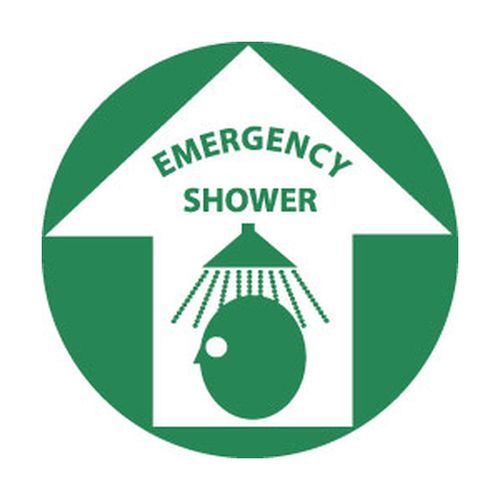 Main product image of 17" Dia. Emergency Shower Vinyl First Aid Adhesive Backed Floor Sign, WFS8
