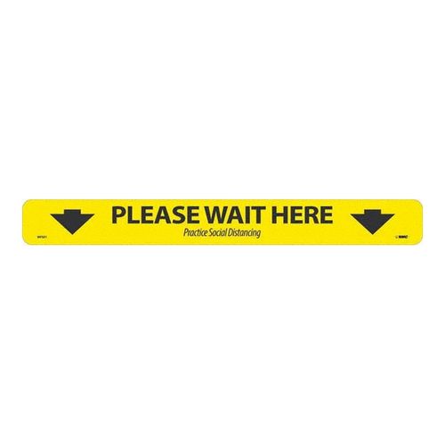 Main product image of 2.25" x 20" Please Wait Here Practice Social Distancing Vinyl Floor Sign, WFS8110