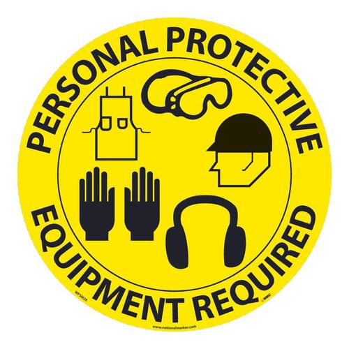 Main product image of Personal Protective Equipment Required Adhesive Backed Floor Sign, WFSM29