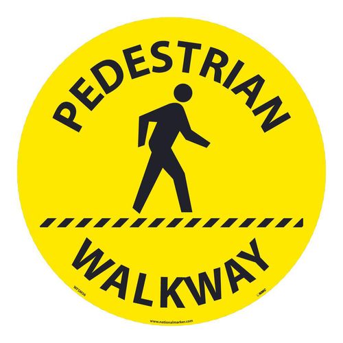 Main product image of Pedestrian Walkway Restroom Janitorial & Housekeeping Adhesive Backed Floor Sign, WFSM56